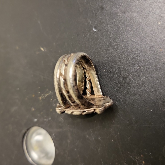 Sterling Silver Moss Agate Hand Crafted Rustic Ring signed ELF Craft Si… - Picture 6 of 13